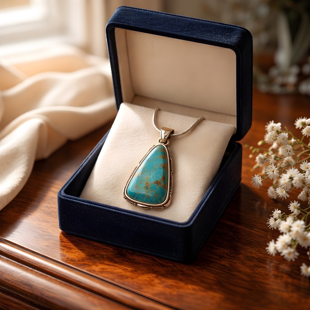 *NEW* Synthetic Turquoise 925 Silver Necklace